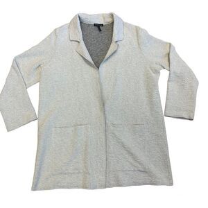 Eileen Fisher light grey textured blazer Sz L